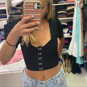 Black clip crop top